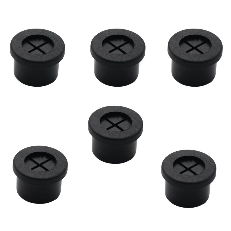 Adyoney 6 Pcs 14mm / 9/16 Inch Black Cable Cord Grommets, Rubber Desk Grommets for Table Computer Desk Wire Organizer TV Console and Other Furnitures Cover - Image 1